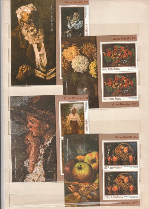 ROMANIA 2022 LP 2357 OCTAV BANCILA 150 ANI DE LA MOARTE JUMATATE MINICOALA CU MANSETA ILUSTRATA MNH NESTAMPILATA