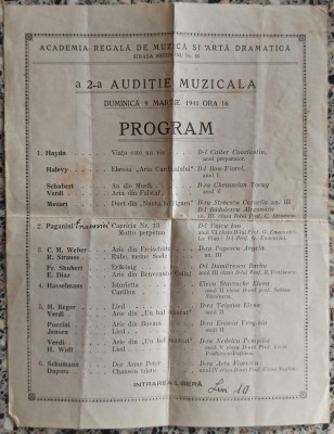 Program Academia Regala de Muzica si Arta Dramatica 1941 foto