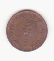 Marea Britanie &frac12; New Penny 1971- Elizabeth II 2nd portrait, primul an de batere