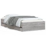 Cumpara ieftin Cadru de pat cu sertare gri sonoma 100x200 cm lemn prelucrat