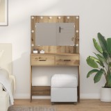 vidaXL Masa de toaletă cu lumini LED, stejar artizanal, 78,5x41x135 cm