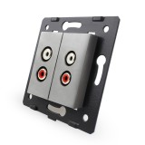 Cumpara ieftin Priza dubla audio Livolo gri pentru conectare audio eleganta &icirc;n perete