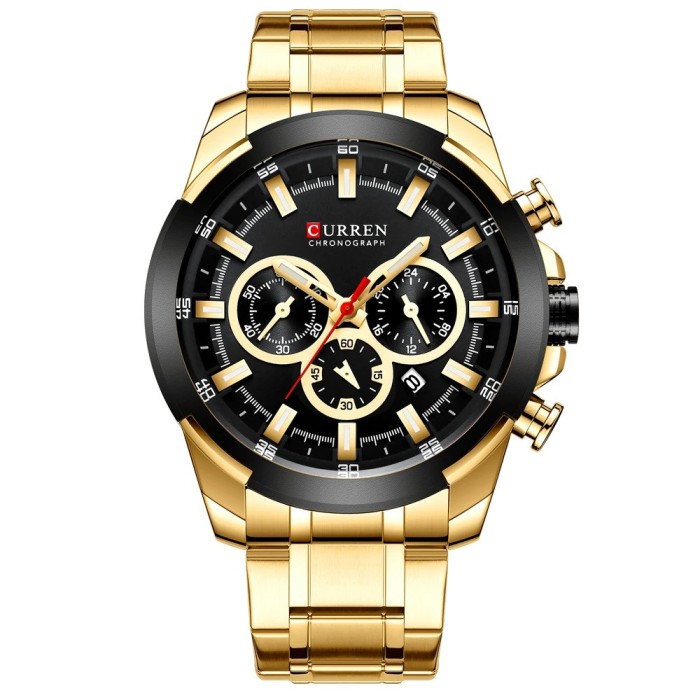 Ceas barbatesc Curren Cronograf Analog Multifunctional Casual Fashion Auriu