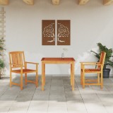 vidaXL Set luat masa &icirc;n aer liber 3 pcs Lemn natural 90 x 90 x 74 cm