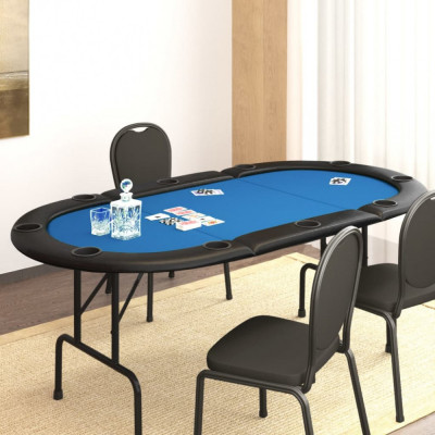 Masa de poker pliabila, 10 jucatori, albastru, 206x106x75 cm GartenMobel Dekor foto