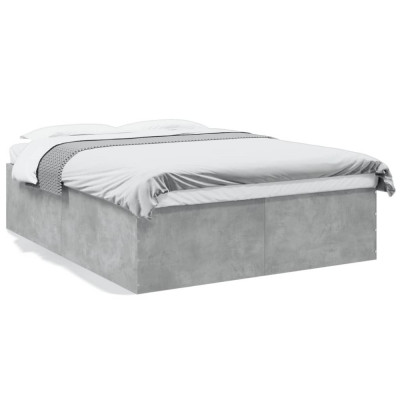 vidaXL Cadru de pat, gri beton, 150x200 cm, lemn prelucrat foto
