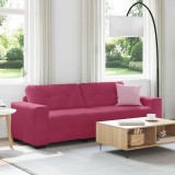 vidaXL Canapea de 3 persoane, bordo, 180 cm, catifea