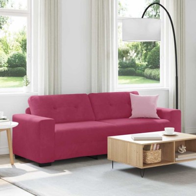 vidaXL Sofa cu 3 locuri cu pernă bordo Catifea foto