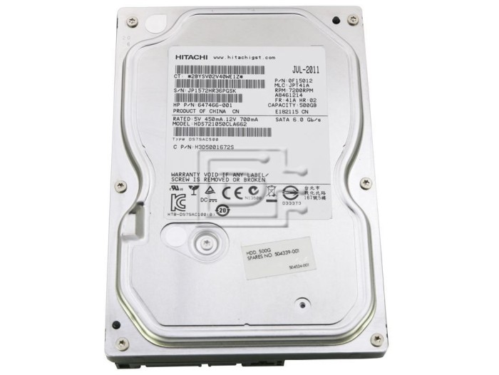 Hard disk calculator HITACHI, 500GB, 7200rpm, 16Mb, SATA III, 3.5&quot; - hds721050cla662