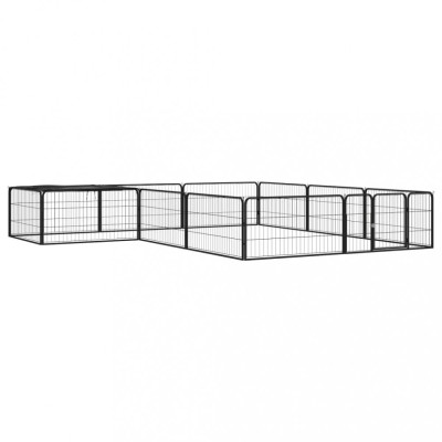 Țarc c&amp;acirc;ini 12 panouri negru 100x50 cm oțel vopsit electrostatic foto