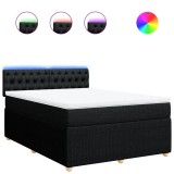 Cumpara ieftin Pat box spring cu saltea, negru, 140x200 cm, textil
