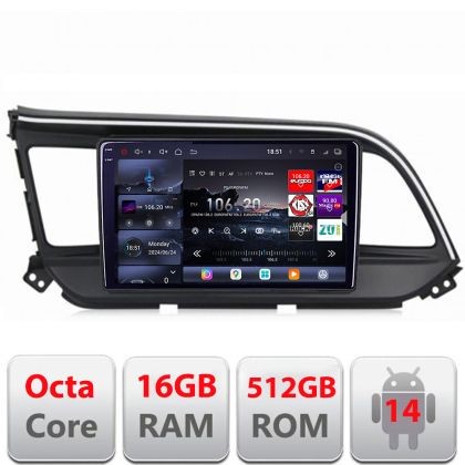 Navigatie Hyundai Elantra 2018- Edotec Kit-1581 8 core QLED 2K 16+512 360 Android Waze USB Navigatie Internet Youtube Radio CarStore Technology