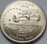 25 cents / quarter 2002 USA, Indiana, unc, litera D, puțin tonifianta, America de Nord