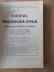 CODUL DE PROCEDURA CIVILA SI LEGEA JUDECATORIILOR DE OCOALE- 1944, r2c foto