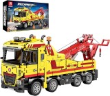 Cumpara ieftin Set construcție camion de tractare Reobrix Tow Truck RC, vehicul de intervenție mecanic cu macara telecomandată, 1794 piese, 22012, 14+