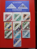 SHARJAH, MIJLOACE DE TRANSPORT - COLIȚĂ + SERIE COMPLETĂ SUPRATIP. MNH IMPERF., Nestampilat