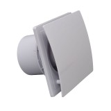 Ventilator Baie Patrat 100mm, 5W, Motor Brushless, Alb. Silentios si Eficient. Ideal Baie si Bucatarie.