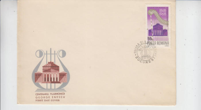 C12 - FDC Romania - Centenarul filarmonicii George Enescu - LP682 - 1968