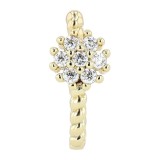 Cumpara ieftin Piercing fals auriu pentru nas 1,15 x 0,45 cm din otel inoxidabil, cerc deschis ajustabil fara perforare, 8 zirconii albe, decor floral