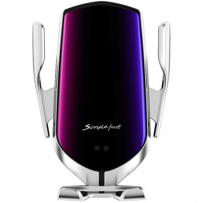 Incarcator Auto Wireless OEM, Quick Charge, 10W, Senzor IR, Argintiu foto
