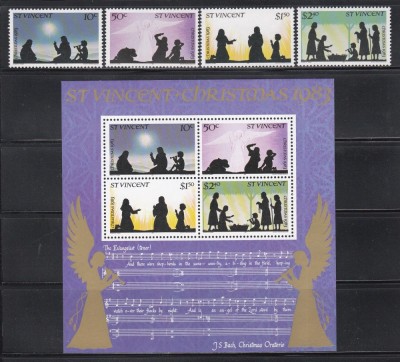 St. Vincent 1983 - Crăciun, Serie + Colita, MNH foto