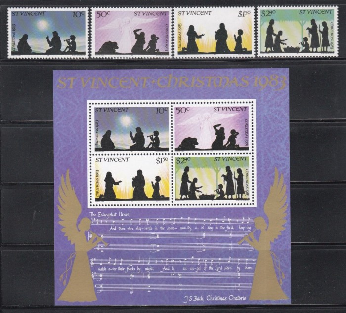 St. Vincent 1983 - Crăciun, Serie + Colita, MNH