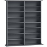 HOMCOM Raft pentru CD și DVD cu 16 compartimente și 12 rafturi reglabile, capacitate max. 720 CD/396 DVD și Blu-ray, gri | Aosom Romania