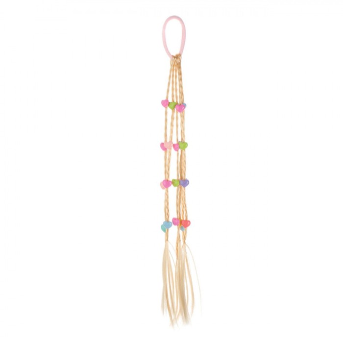 Elastic Păr Copii, 6 Codițe, Inimi Multicolor, 40cm