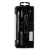 Set Instrumente Geometrie, 6 Piese, Compas Metalic cu Rotită, Creion Mecanic, Negru