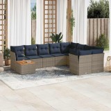 vidaXL Set canapele de grădină cu perne, 10 piese, gri, poliratan 3256159