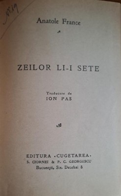 ZEILOR LI-I SETE - ANATOLE FRANCE foto