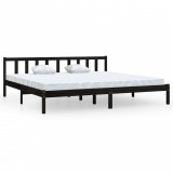 Cadru de pat UK Super King, negru, 180x200 cm lemn masiv de pin