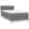 Pat box spring cu saltea, gri inchis, 80x200 cm, textil