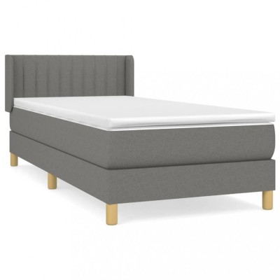 Pat box spring cu saltea, gri inchis, 80x200 cm, textil foto