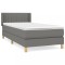 Pat box spring cu saltea, gri inchis, 80x200 cm, textil