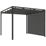 Pergola pentru gradina/terasa, retractabila, cu perete paravan, cadru aluminiu, gri inchis, 3x3x2.27 m GartenVIP DiyLine, ART