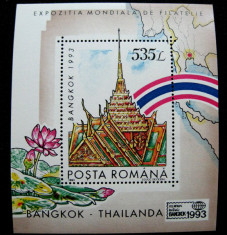 Expozitia de filatelie Bangkok, colita neuzata MNH, L.P. 1324, 1993 foto