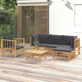 VidaXL Set mobilier de grădină cu perne gri &icirc;nchis, 6 piese, bambus