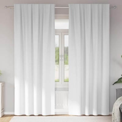Perdele cu perdele 2 pcs Alb Strălucitor Poliester foto