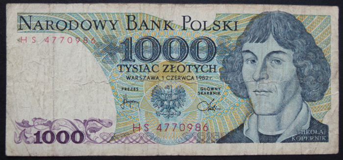 Bancnota 1000 ZLOTI / ZLOTYCH - POLONIA anul 1982 * cod 49