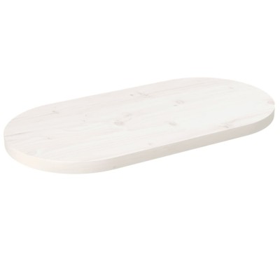 vidaXL Blat de masă, alb, 80x40x2,5 cm, lemn masiv de pin, oval 824351 foto