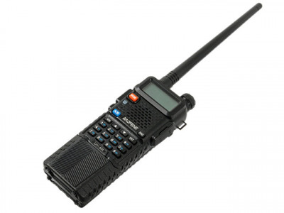 Statie radio portabila Baofeng UV-5R Putere 8W, acumulator 3800mAh, Dual Band VHF/UHF 136 - 174 MHz / 400-520 Mhz, casti cu microfon inclus foto