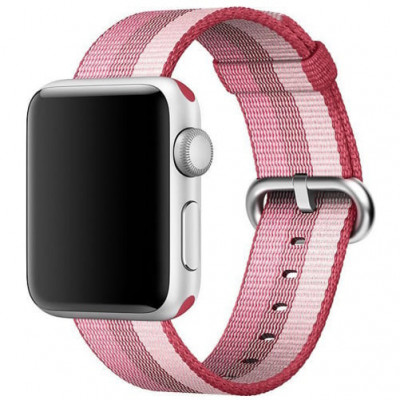 Curea iUni compatibila cu Apple Watch 1/2/3/4/5/6/7, 40mm, Nylon, Woven Strap, Berry foto