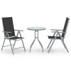 VidaXL Set mobilier bistro, 3 piese, argintiu, aluminiu și textilenă 3070653