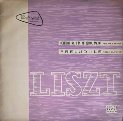 Disc vinil, LP. CONCERT NR. 1 IN MI BEMOL MAJOR. PRELUDIILE (POEM SIMFONIC)-FRANZ LISZT-218359 foto