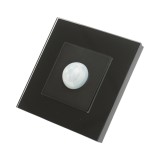 Intrerupator cu senzor de miscare PIR 220V negru cu rama din sticla 86x86x34mm