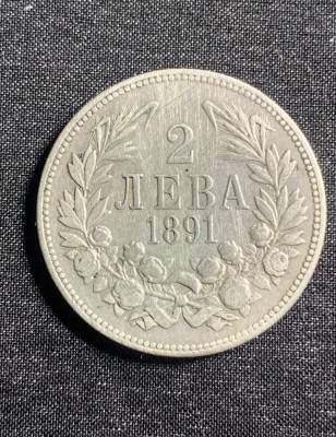 Moneda 2 leva 1891 argint Bulgaria foto