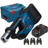 Bosch GPT 18V-19 + GAL 1880 CV - Aparat de presare fara acumulatori Li-Ion 18 V - Ah 19 kN 35-40 mm valiza speciala accesorii + Incarcator acumulatori