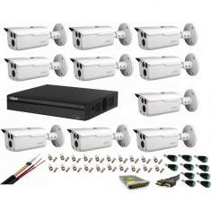 Sistem supraveghere video profesional cu 10 camere Dahua 2MP HDCVI IR 80m ,full accesorii, cablu coaxial, live internet SafetyGuard Surveillance foto