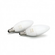 Set Becuri LED inteligente Philips Hue, Wireless, 6 W, 470 Lumeni, 6500 K reglabil, ambianta alba, E14, android, iOS, 2 bucati foto